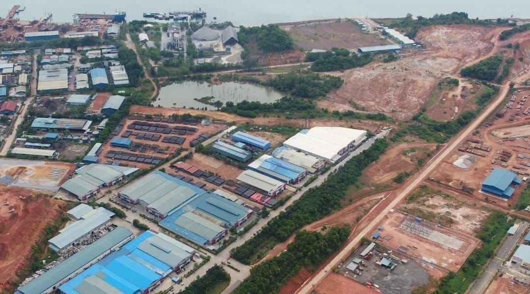 Coast and industrial estate on an island